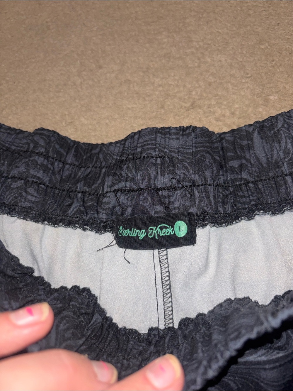 Women's Black Patterned Athletic Shorts - Picture 2 of 2